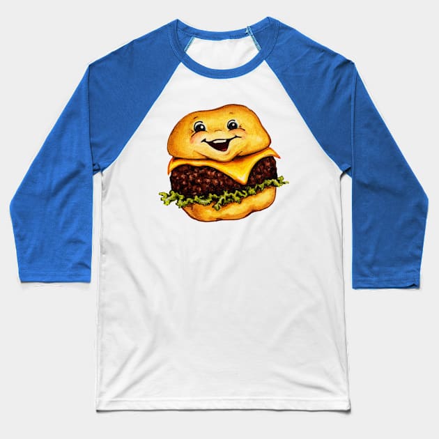 Cheeseburger Cartoons Baseball T-Shirt by KellyGilleran